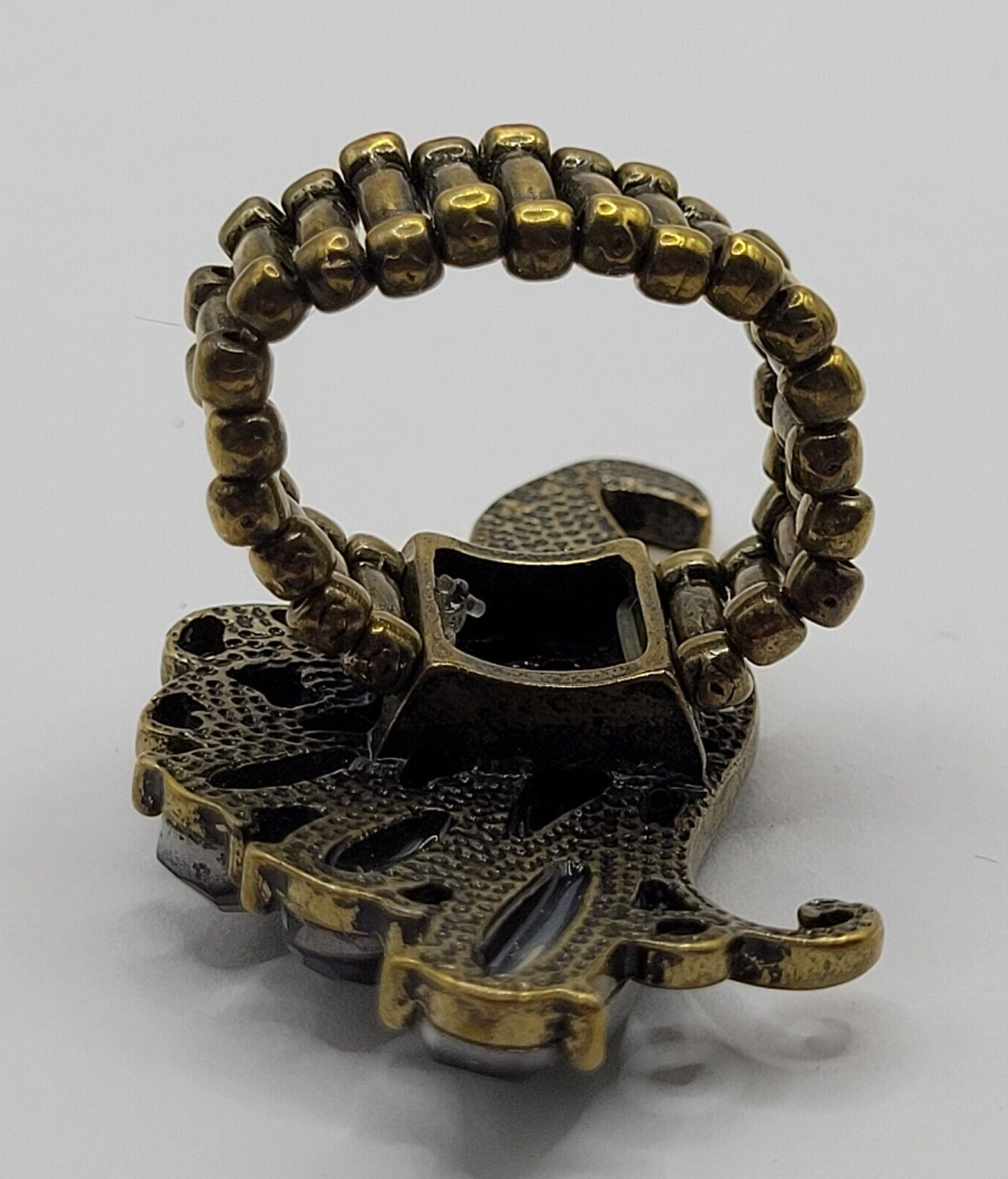 Peacock Stretch Ring Multi Colored Rhinestones An… - image 8