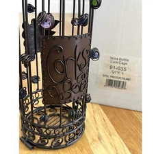 Wine Bottle Cork Cage bronze w/glass marbles IN BOX w/tags wine lover's display