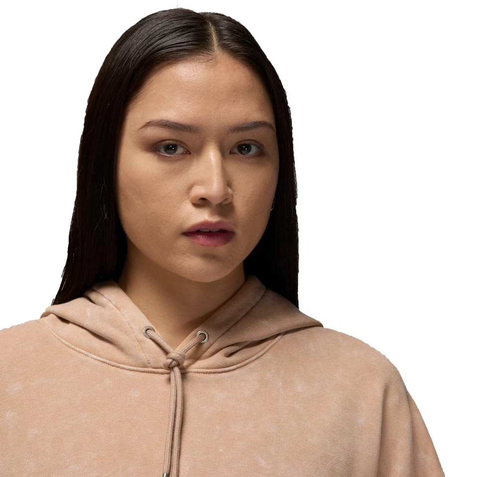 Sudadera con capucha lavada forrada satinada Nike Jordan Flight polar marrón FN5738-244 para mujer Foto 3 de 4