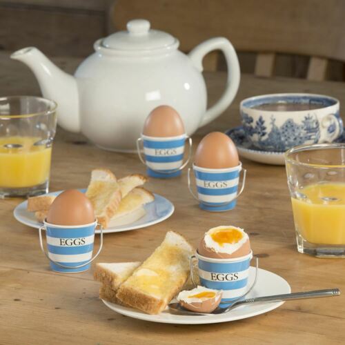 Eddingtons Egg Cup Buckets - Blue & White Stripes Pails Set 4 - Picture 2 of 3