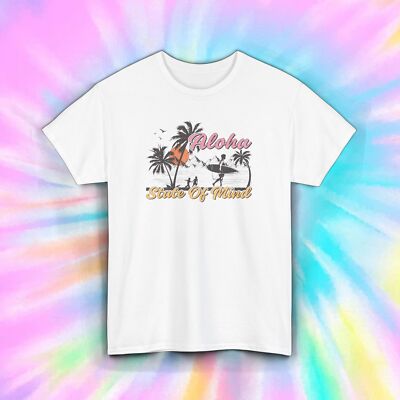 Aloha State of Mind T-Shirt Hawaiian Beach Surfing Sunset Vibes S-5XL