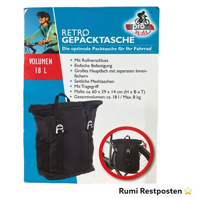 Retro-Gepäcktasche Fahrradtasche für Gepäckträger wasserdicht Rollverschluss 18L