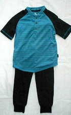 Boys American Hawk Blue  Gray Short Sleeve Shirt W/Jogging Pants Size 4 5/6  7