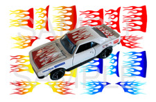 1:64, 1:43, 1:32, 1:24 FLAMES WATER-SLIDE DECALS FOR HOT WHEELS, SLOT CAR: