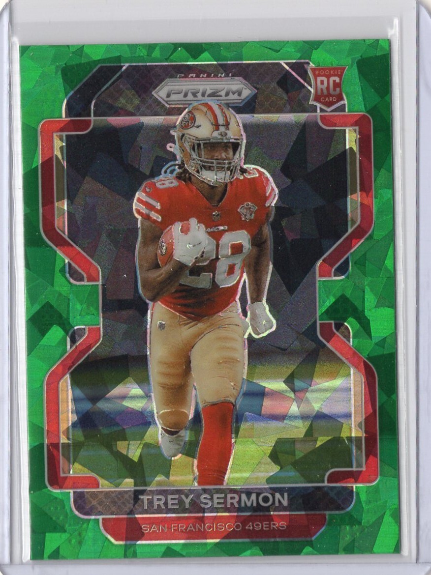 Trey Sermon 2021 Panini Prizm Green Cracked Ice RC #354 Rookie 49ers