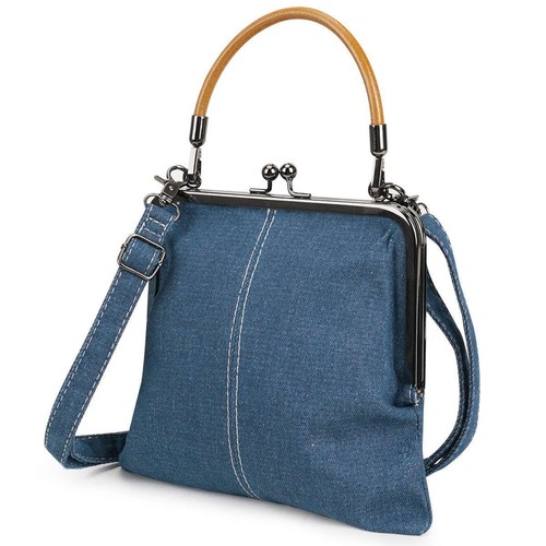 Crossbody Bag Denim Kiss-Lock Clasp Shoulder Handbags for Women Small Women's - Picture 13 of 14