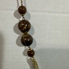 Vintage Brown marbled beaded long Chain Necklace Fashion Costume Beautiful — photo 2