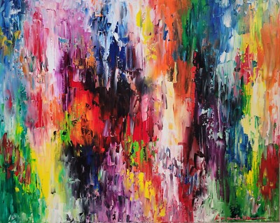 contemporary abstract oil painting English Flower Garden #1 original 16x20
