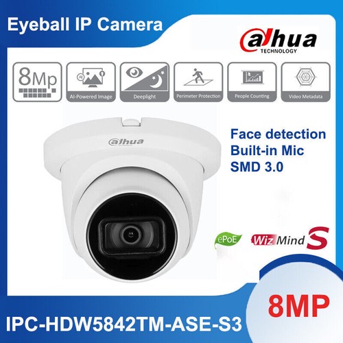 Dahua 8MP IPC-HDW5842TM-ASE-S3 AI WizMind MIC PoE IP Camera Face Detection SMD3