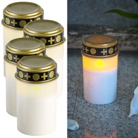 Pearl 4Er-Set Flackernde Led-Grablicht-Kerzen, Batteriebetrieb, 12 Cm, Weiß