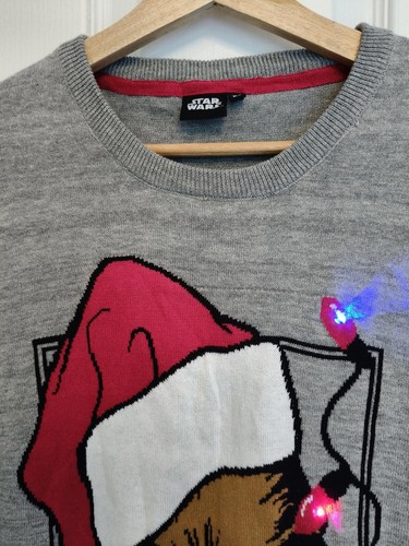 STAR WARS CHEWBACCA GREY CHRISTMAS JUMPER - Size XL - Picture 2 of 4