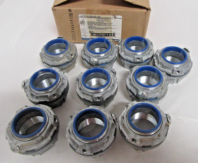 Case of 10  ABB T&B 1-1/2'' Zinc Grounding Hub Thermoplastic Insulating Throat
