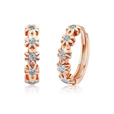 Hypoallergenic Earrings for Girls 14K Rose Gold Plated Huggie earrings Daisy Flo
