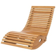 Outdoor Rocking Chair, Slatted Wooden Rocking Chair, Light Brown