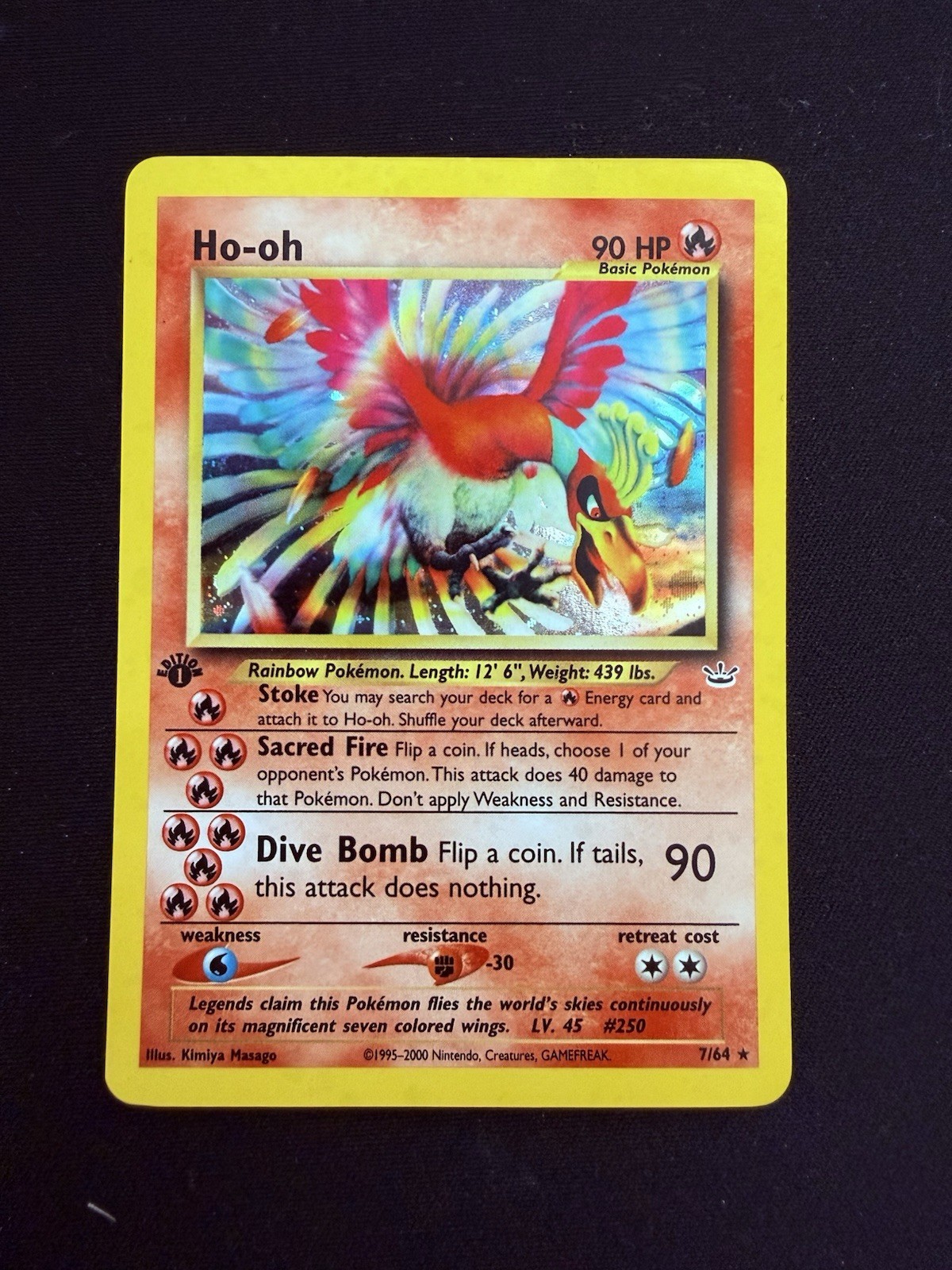 ho-oh pokemon card first edition ex 007/034 CLC Fire Rarity Ho-Oh 2001 Neo Revelation #7/64