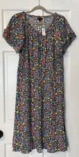 Talbots Midi Dress Womens 14 Floral Gathered Tie Neck Ditsy Flutter Flowy Beach