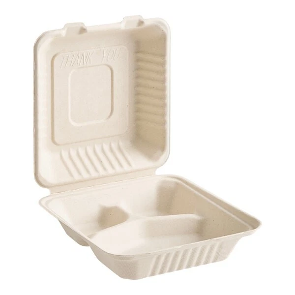 (150/Count) 9" x 9" -3 Compartment Take-Out Containers–100% Compostable, Natural
Opens in a new wind