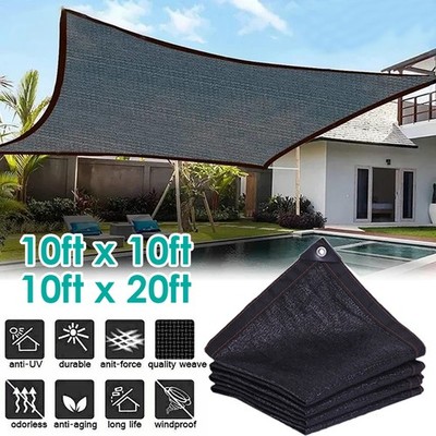 90% Black Sunblock Shade Cloth Taped Edge w/ Grommets UV Resistant Shade Net US