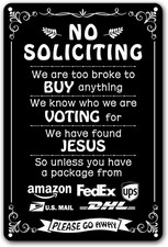 No Soliciting Sign for Front Door, Funny Jesus Voting Metal Wall Plaque House De
