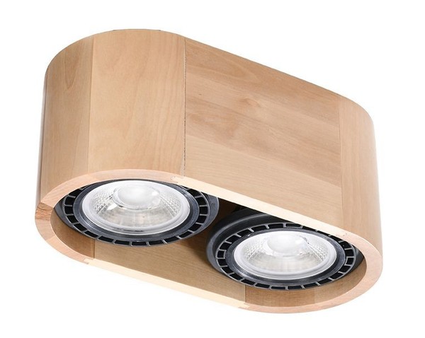 Deckenleuchte 2-Flammig Holz Klein GU10 L: 27 Cm H: 9 Cm Flur Wohnzimmer Lampe-image
