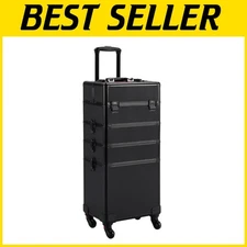 Lockable Makeup Travel Case with Detachable Compartments & Stylish Wheels