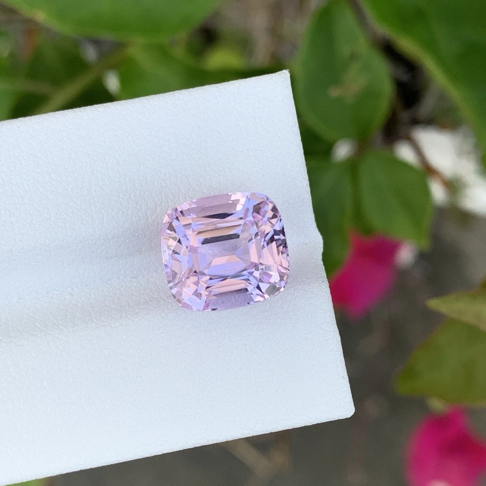 7.50 Cts Natural Pink Eye Clean Kunzite 10mm Cushion Cut Gemstone Afghanistan - Image 2 of 4