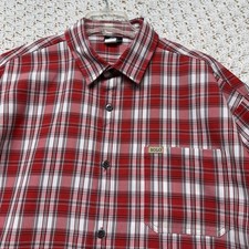 Vintage 90's Solo Shirt Mens 3XL Red White Plaid Button Up Short Sleeve USA Made