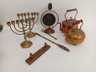 Vintage Brass/Copper Bundle Menorahs Kettles Gong & Accessories 7KG