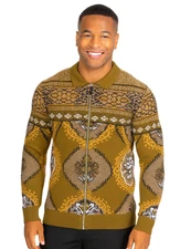 Prestige SW- 655 Full Zip Jaccard Sweater Avocado