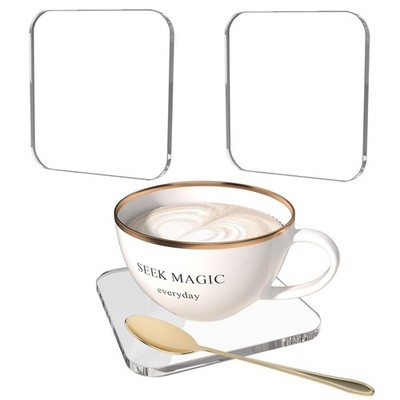 2 PCS Acrylic Coasters, Aesthetic Drink Coaster 4'' Square, Square 4'' 2 Pcs 
