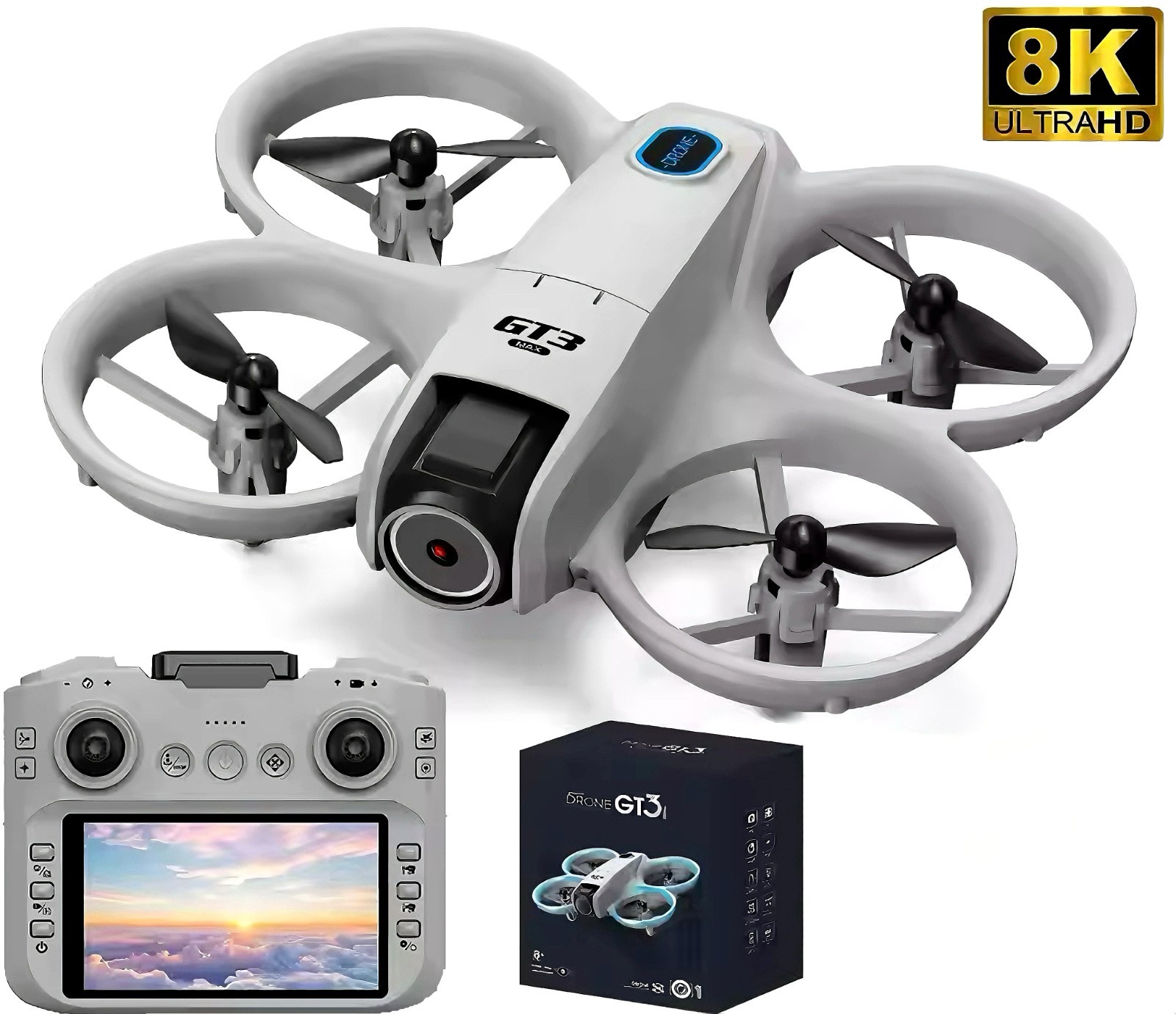 Mini Drone 8K HD GT3 MAX 2025 avec Télécommande et Mode Sans Tête