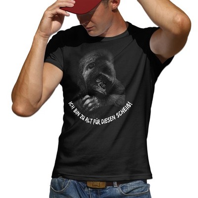 Gorilla T-Shirt Ich Bin Zu Alt Für Diesen Scheiß Spruch Lustig Fun Shirt