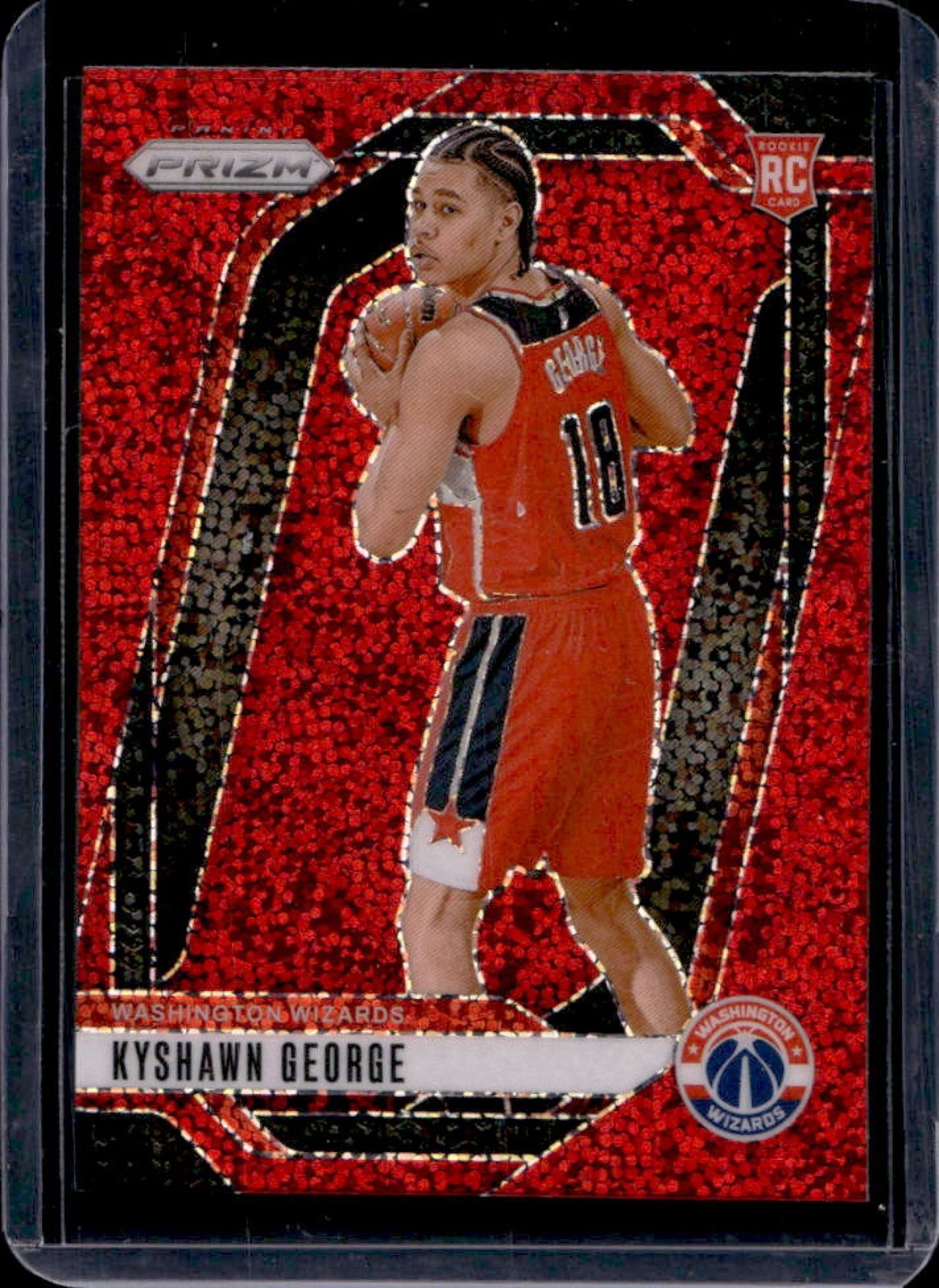 2024-25 Prizm Kyshawn George RC Red Sparkle Rookie #257 Wizards