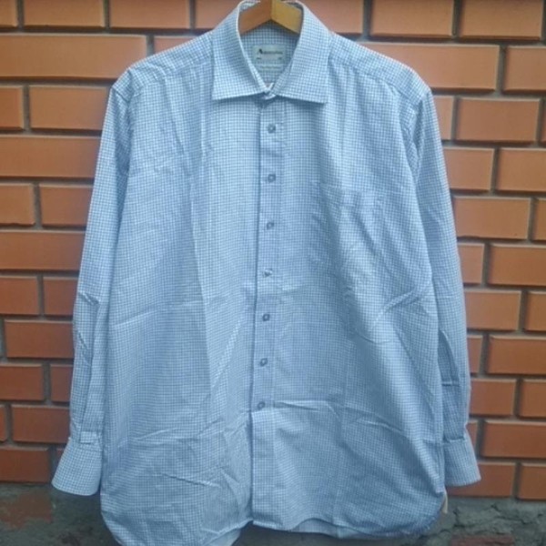 Men Aquascutum Shirt Navy Cotton 44 / XXL / 52