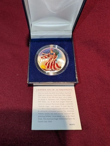 2001 American Eagle Full Color Walking Liberty .999 Fine Silver 1oz Coin