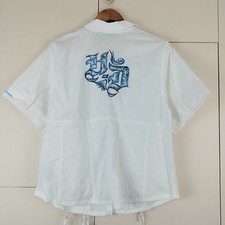 Damen Harley Davidson weißes Hemd Bluse gesticktes Logo Wench Spitze XL 1W