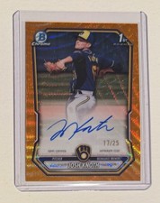 2026 Bowman Josh Knoth Chrome Auto 1st Prospect Orange Refractor #/25 Brewers