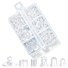 6 Styles Silicone Earring Backs for Studs, 600 Pcs Clear Soft Earring Backings