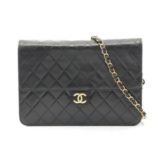 CHANEL Matelassé Chain Shoulder Bag Lambskin Black Gold Hardware #RC1101