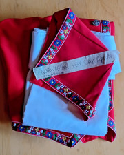 Bunad Norwegian Folk Costume Cap Apron Vest Women's SIZE 8 KARLENE ORIGINAL red