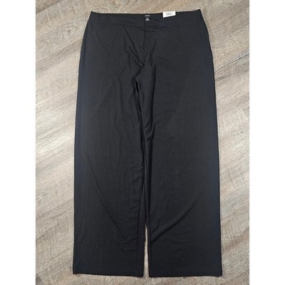 Alfani Elements Womens Wide Leg Pants Deep Black Stretch Size L 100065741MS NWT