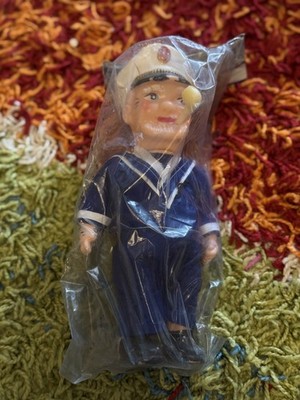 Vintage robuste Kunststoff Puppe 50er Jahre selten ungeöffnet ''Seemann'' 8 cm