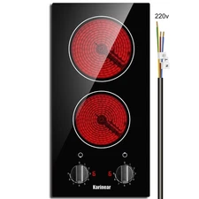 2 Burner Electric Cooktop 12 Inch Built-in Electric Stove Top, 220v- 240v Rad...