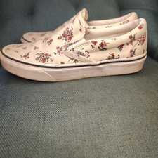 VANS Slip-On Yellow Floral Canvas Low Top Sneaker Rubber Sole Slip On Women