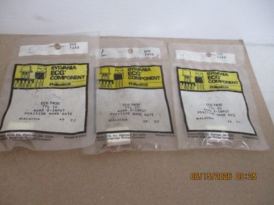NEW PHILIPS ECG 7400, INTEGRATED CIRCUIT QUAD 2-INPUT POSITIVE, 3 PC'S LOT.