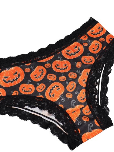 10pcs Women's Gothic Contrast Lace Halloween Skull & Rose Print Hipster Panti... - Picture 8 of 9