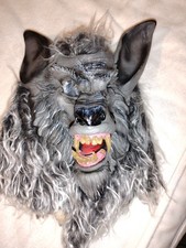 DE COLECCIÓN HALLOWEEN MÁSCARA DE HOMBRE LOBO DE MIEDO DISFRAZ DE HOMBRE LOBO CABEZA COLMILLOS ENSANGRENTADOS RARO WOW