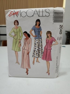 Vtg 90's McCalls 2045 EASY 2pc DRESS Top Skirt UNCUT sewing pattern 10 12 14