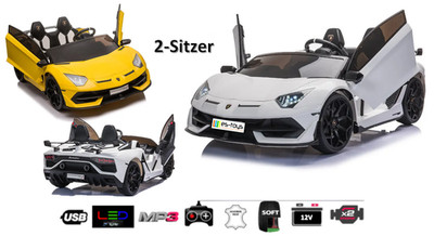 Kinderfahrzeug   Elektro Auto  Lamborghini Aventador SVJ Doppelsitzer  lackiert