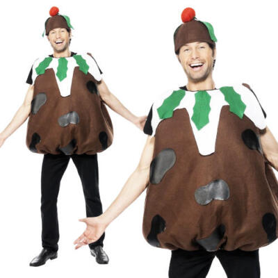 Christmas Pudding Mens Ladies Fancy Dress Food Costume Party Adult Outfit +  Hat | eBay